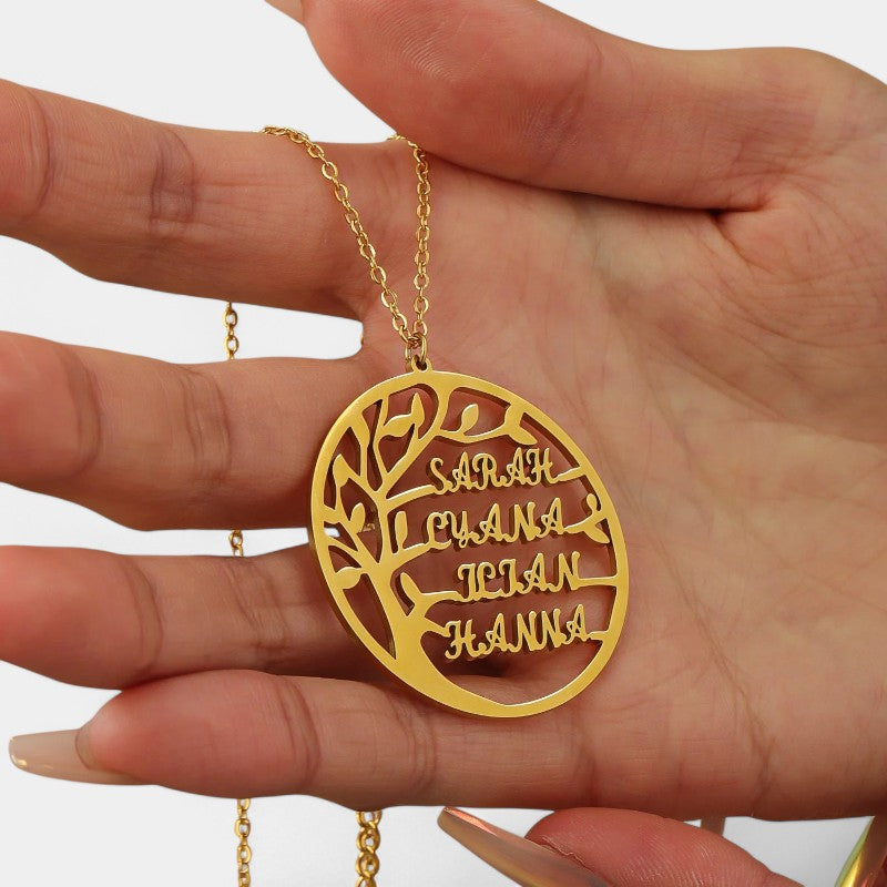 Virelle-Necklace-Virelle Hanger - Familie boom hanger met naam naar keuze