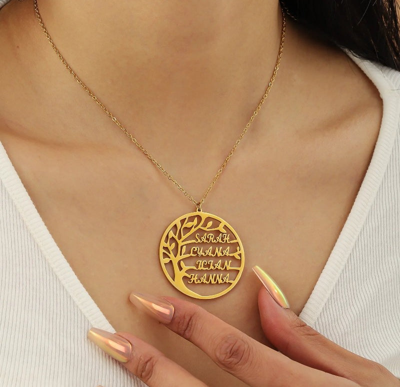 Virelle-Necklace-Virelle Hanger - Familie boom hanger met naam naar keuze