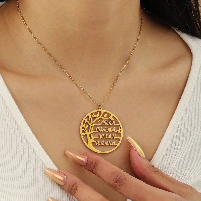 Virelle-Necklace-Virelle Hanger - Familie boom hanger met naam naar keuze