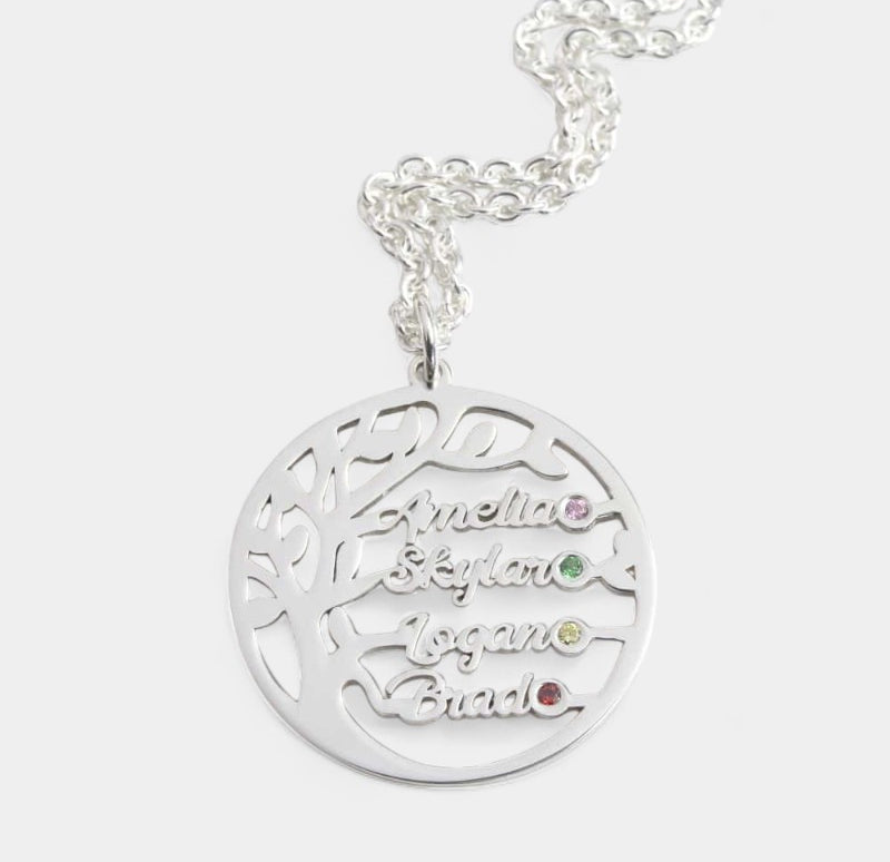 Virelle-Necklace-Virelle Hanger - Familie boom hanger met naam naar keuze