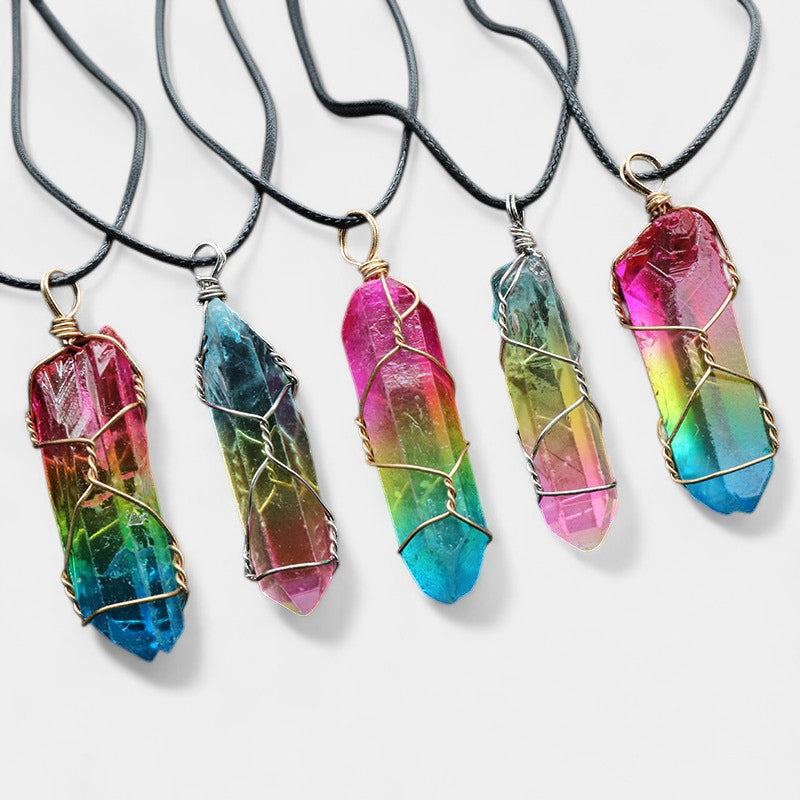 Virelle-Necklace-Virelle Hanger - Stone crystal pillar tree of life necklace