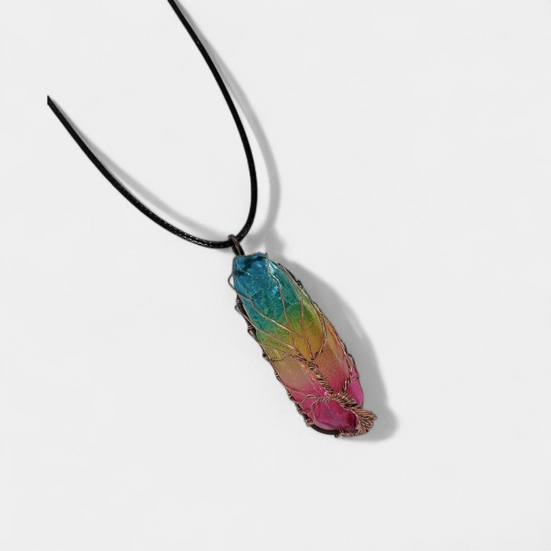 Virelle-Necklace-Virelle Hanger - Stone crystal pillar tree of life necklace