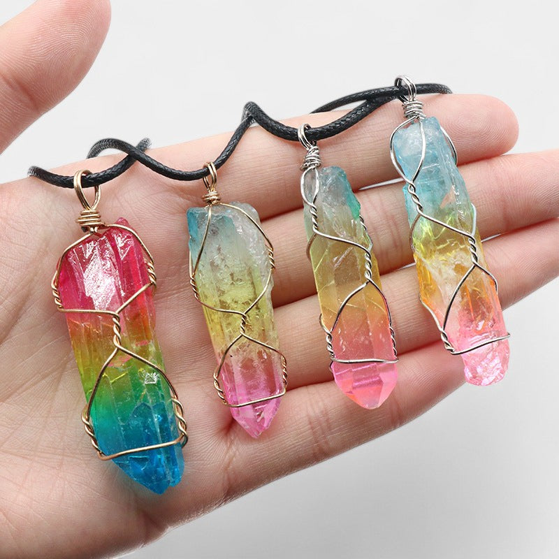 Virelle-Necklace-Virelle Hanger - Stone crystal pillar tree of life necklace