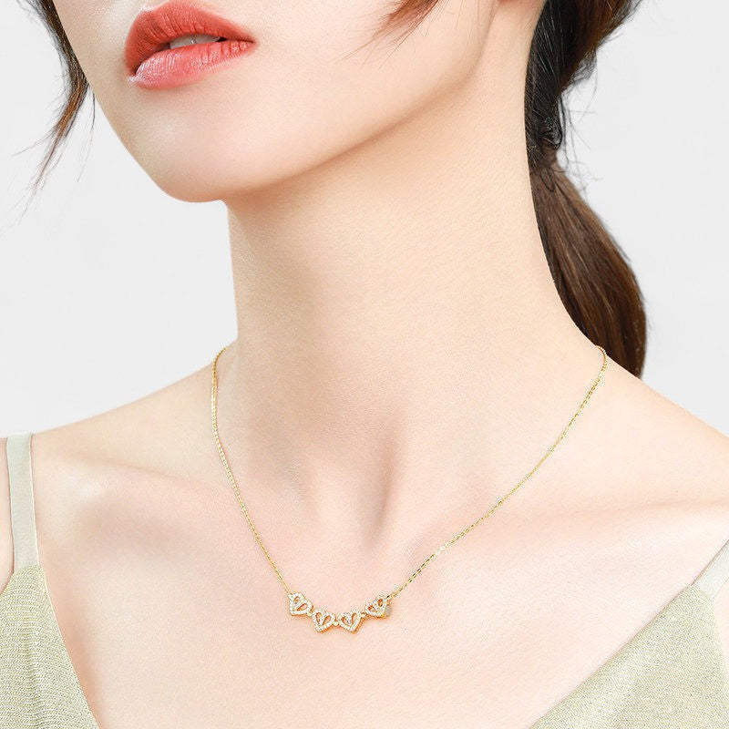 Virelle-Necklace-Virelle Ketting - Vouwhartvormige vierklaverenhanger voor vrouwen