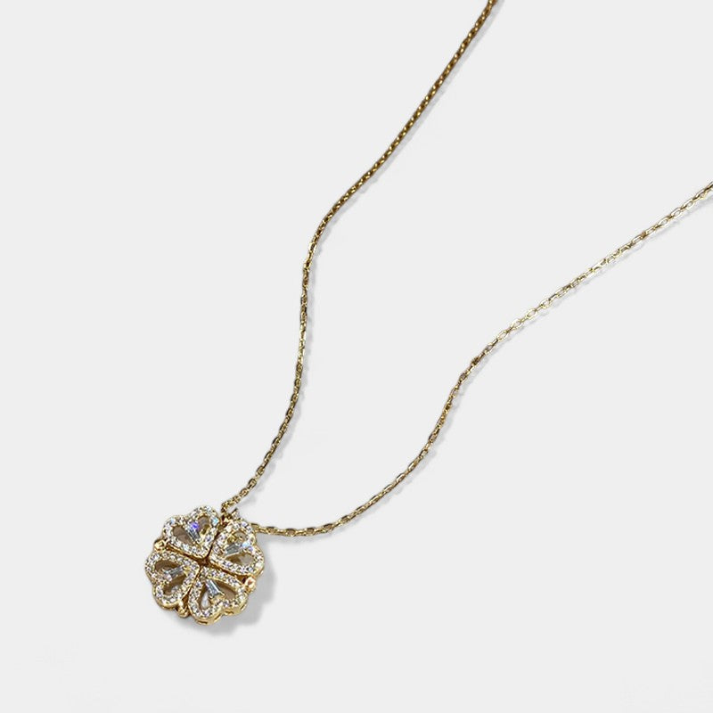 Virelle-Necklace-Virelle Ketting - Vouwhartvormige vierklaverenhanger voor vrouwen