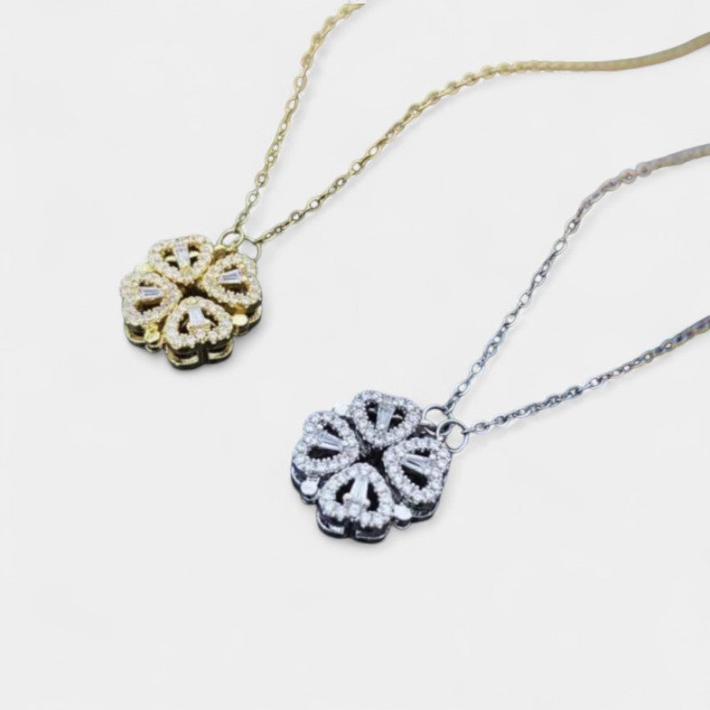 Virelle-Necklace-Virelle Ketting - Vouwhartvormige vierklaverenhanger voor vrouwen