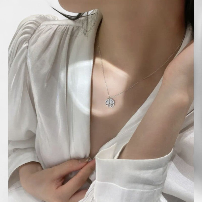 Virelle-Necklace-Virelle Ketting - Vouwhartvormige vierklaverenhanger voor vrouwen