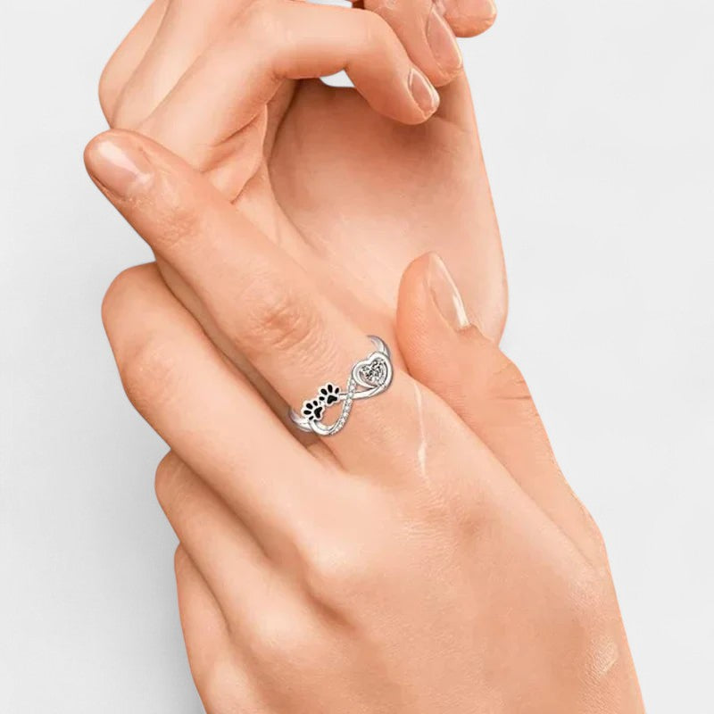 Virelle-Ring-Virelle | Damesring – sterling zilver, oneindigheid met hart, pootafdruk en zirkonia