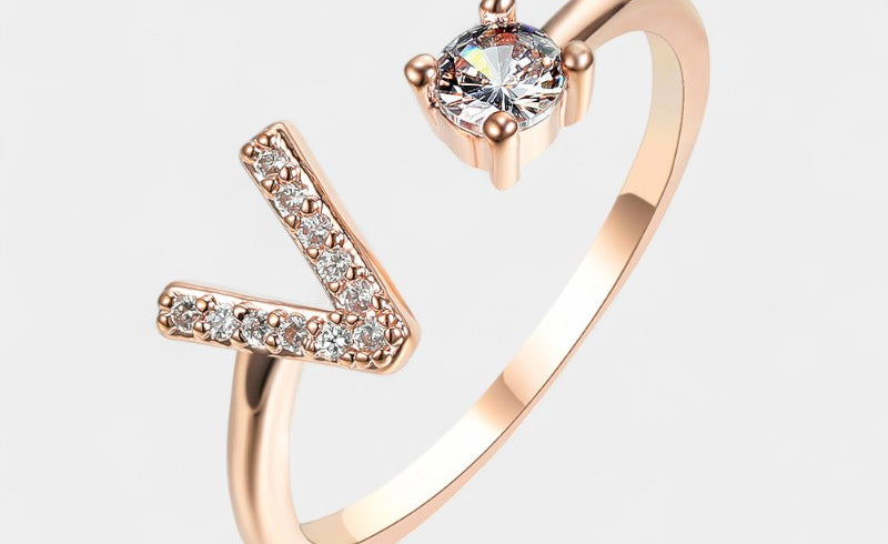Virelle-Ring-Virelle Ring - Initial letter ring fashion met zirconia