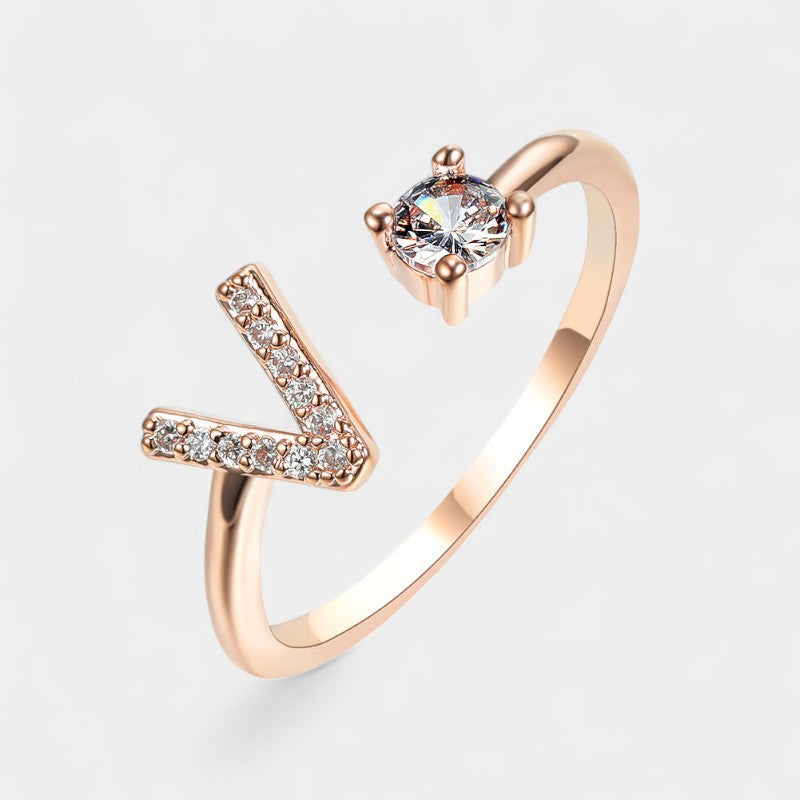 Virelle-Ring-Virelle Ring - Initial letter ring fashion met zirconia