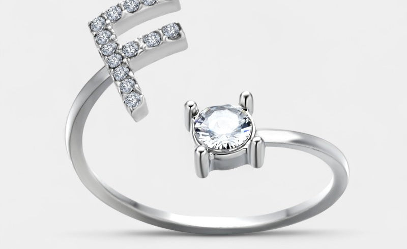 Virelle-Ring-Virelle Ring - Initial letter ring fashion met zirconia