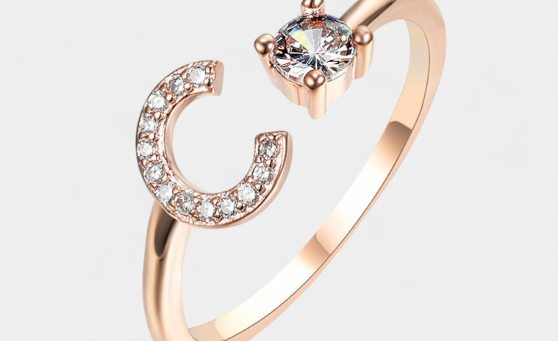 Virelle-Ring-Virelle Ring - Initial letter ring fashion met zirconia