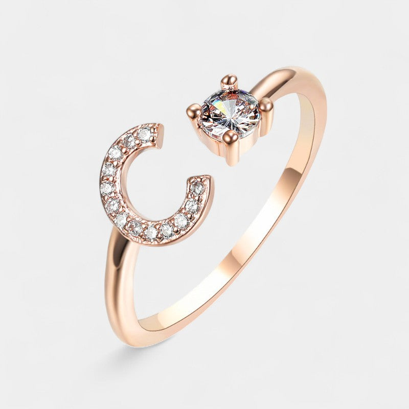 Virelle-Ring-Virelle Ring - Initial letter ring fashion met zirconia