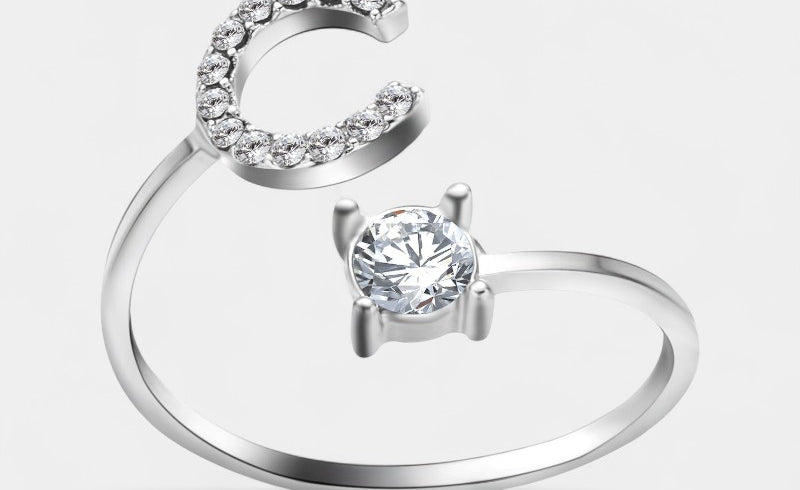 Virelle-Ring-Virelle Ring - Initial letter ring fashion met zirconia