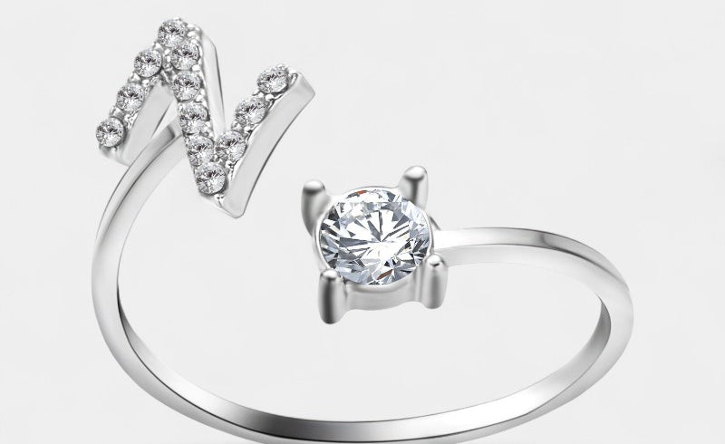 Virelle-Ring-Virelle Ring - Initial letter ring fashion met zirconia