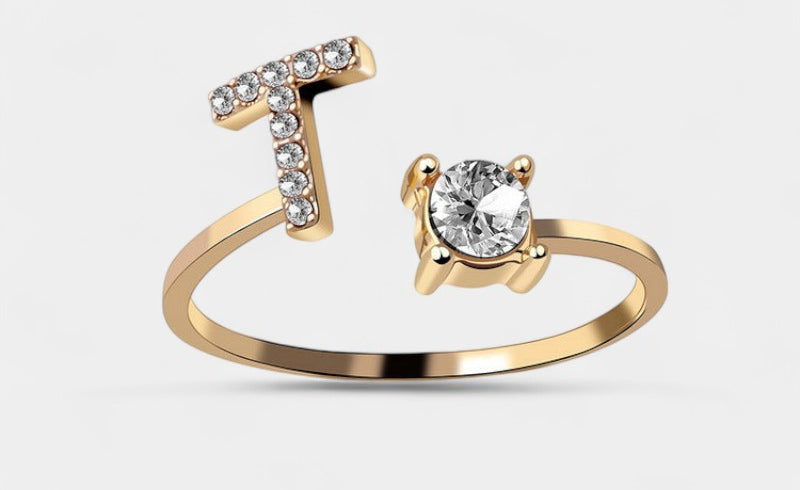 Virelle-Ring-Virelle Ring - Initial letter ring fashion met zirconia