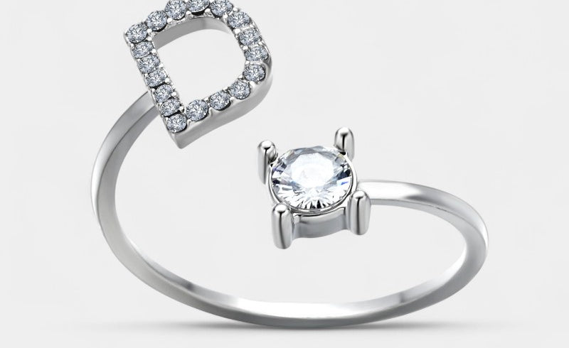 Virelle-Ring-Virelle Ring - Initial letter ring fashion met zirconia