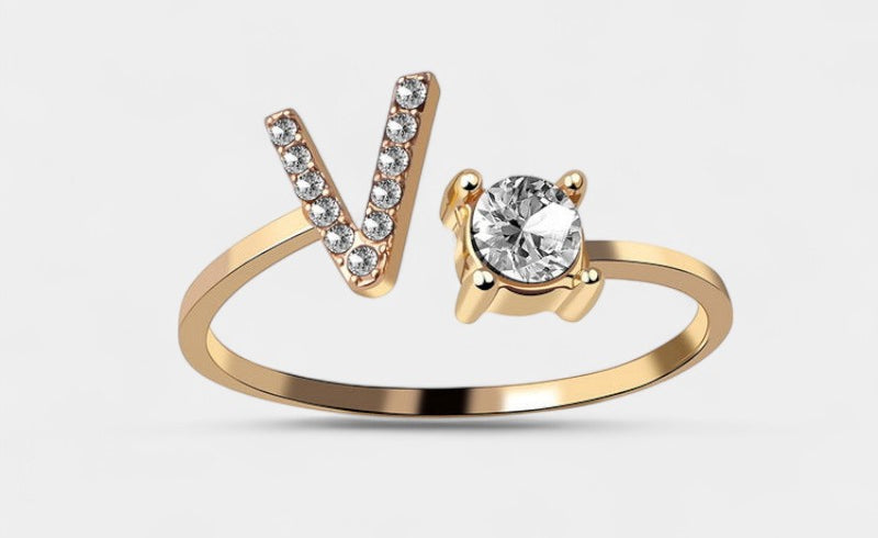 Virelle-Ring-Virelle Ring - Initial letter ring fashion met zirconia