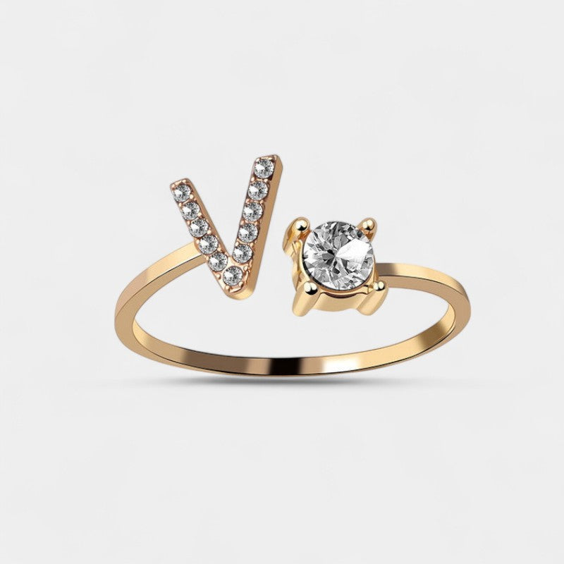 Virelle-Ring-Virelle Ring - Initial letter ring fashion met zirconia
