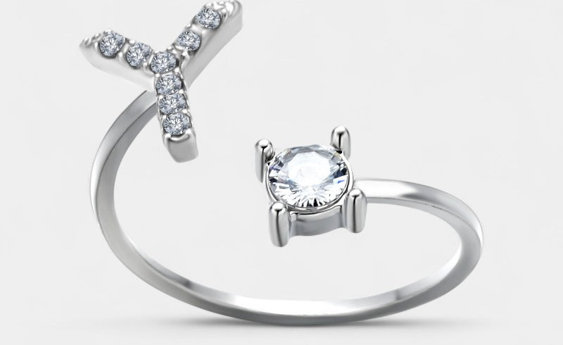 Virelle-Ring-Virelle Ring - Initial letter ring fashion met zirconia