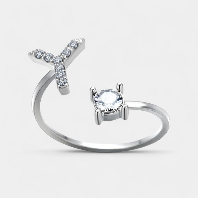 Virelle-Ring-Virelle Ring - Initial letter ring fashion met zirconia