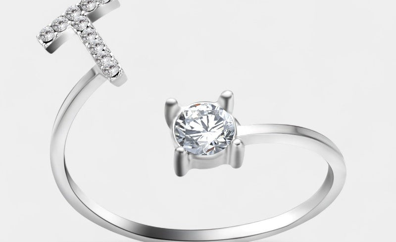 Virelle-Ring-Virelle Ring - Initial letter ring fashion met zirconia