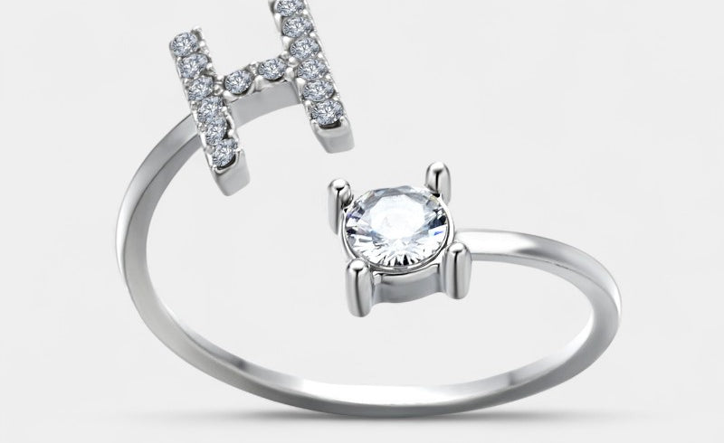 Virelle-Ring-Virelle Ring - Initial letter ring fashion met zirconia