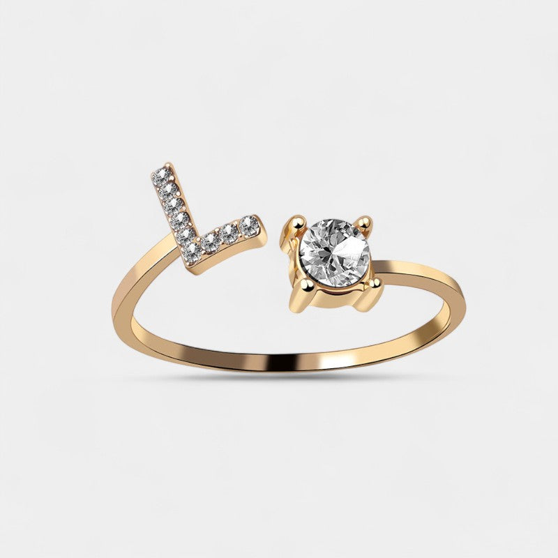 Virelle-Ring-Virelle Ring - Initial letter ring fashion met zirconia