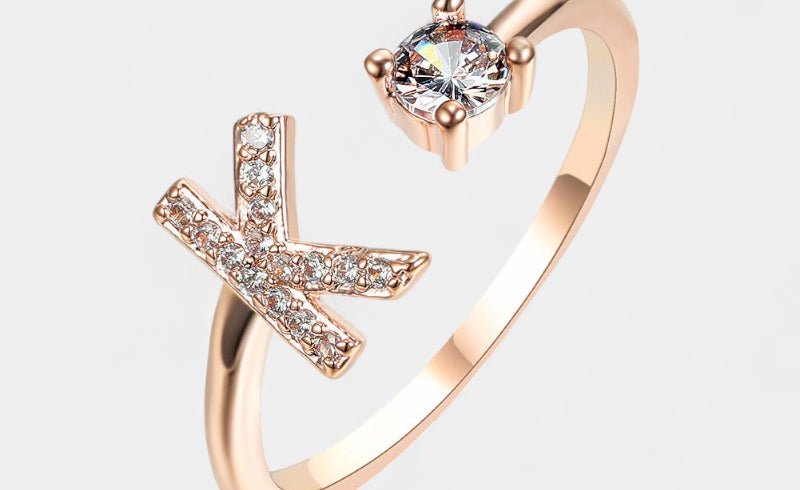 Virelle-Ring-Virelle Ring - Initial letter ring fashion met zirconia