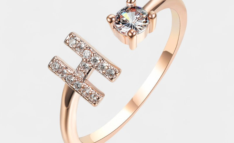 Virelle-Ring-Virelle Ring - Initial letter ring fashion met zirconia