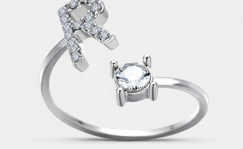 Virelle-Ring-Virelle Ring - Initial letter ring fashion met zirconia