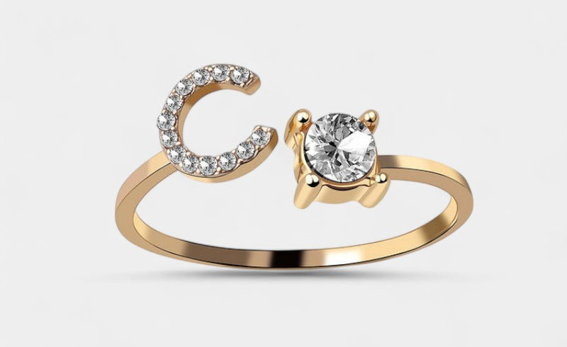 Virelle-Ring-Virelle Ring - Initial letter ring fashion met zirconia