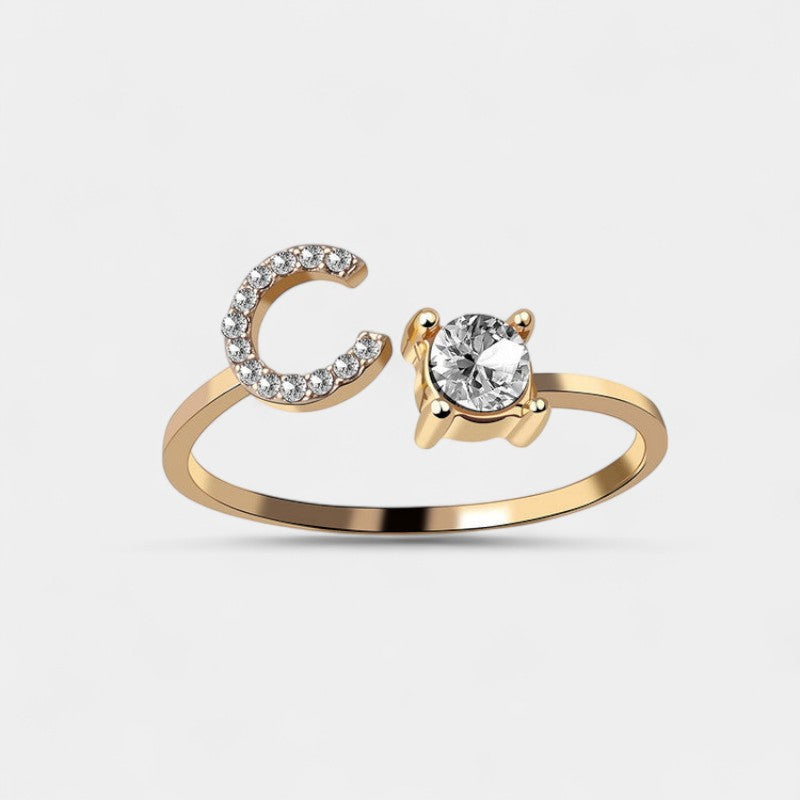 Virelle-Ring-Virelle Ring - Initial letter ring fashion met zirconia