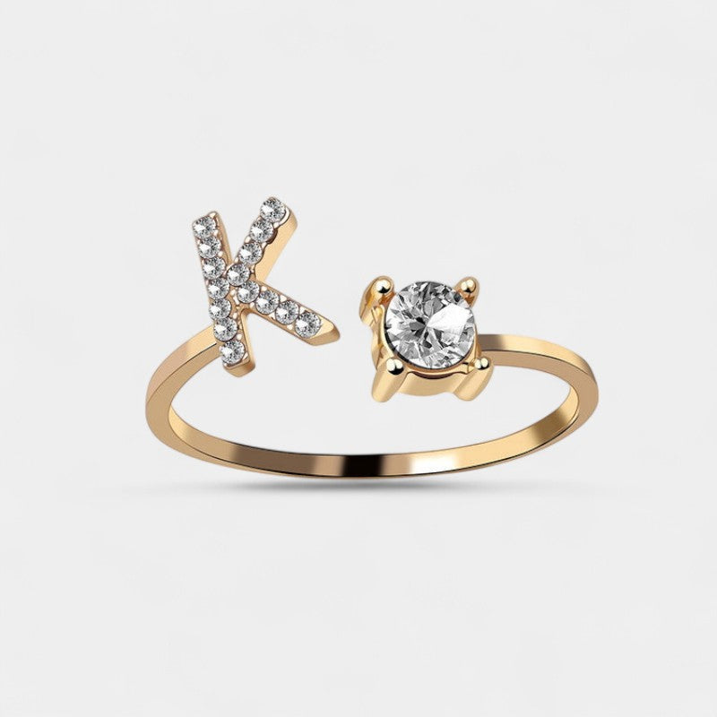 Virelle-Ring-Virelle Ring - Initial letter ring fashion met zirconia
