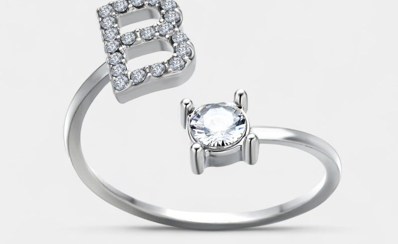 Virelle-Ring-Virelle Ring - Initial letter ring fashion met zirconia