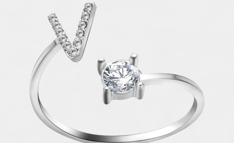 Virelle-Ring-Virelle Ring - Initial letter ring fashion met zirconia