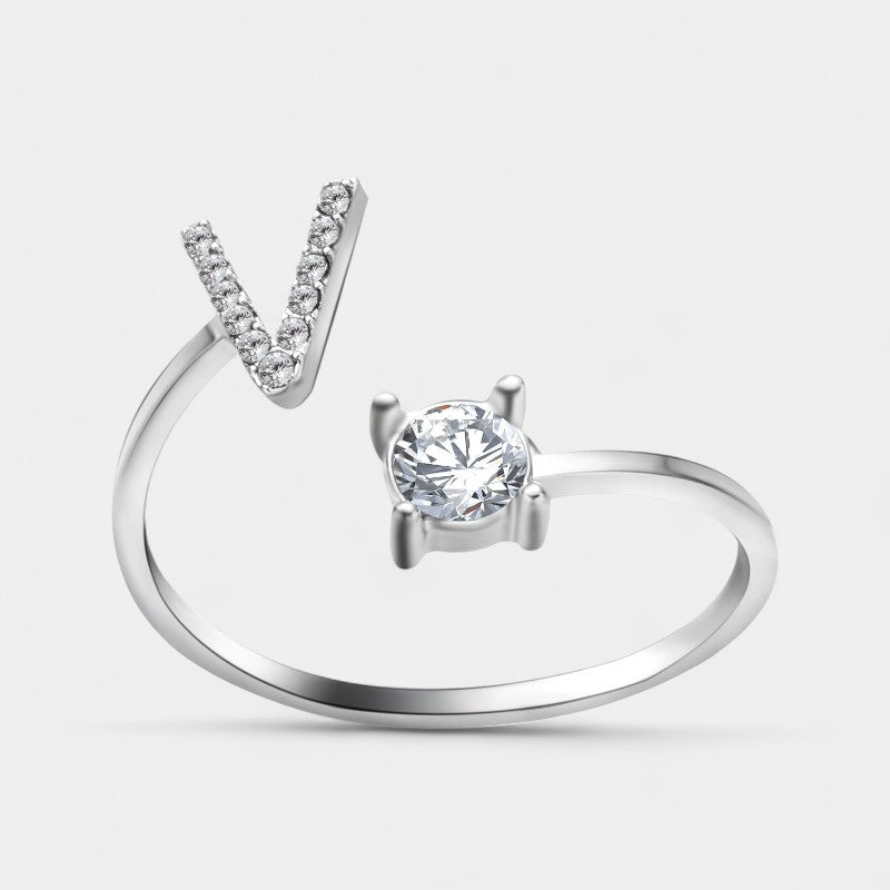 Virelle-Ring-Virelle Ring - Initial letter ring fashion met zirconia