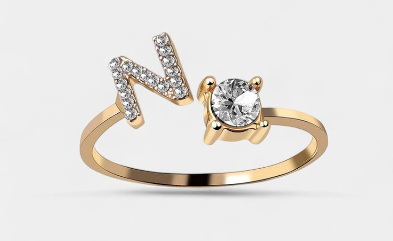 Virelle-Ring-Virelle Ring - Initial letter ring fashion met zirconia