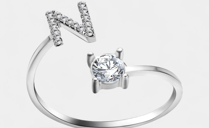 Virelle-Ring-Virelle Ring - Initial letter ring fashion met zirconia