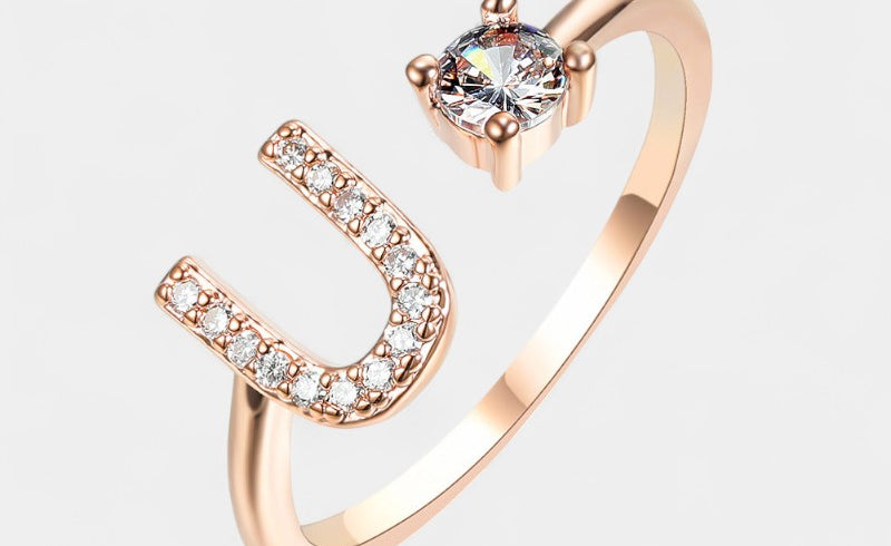 Virelle-Ring-Virelle Ring - Initial letter ring fashion met zirconia