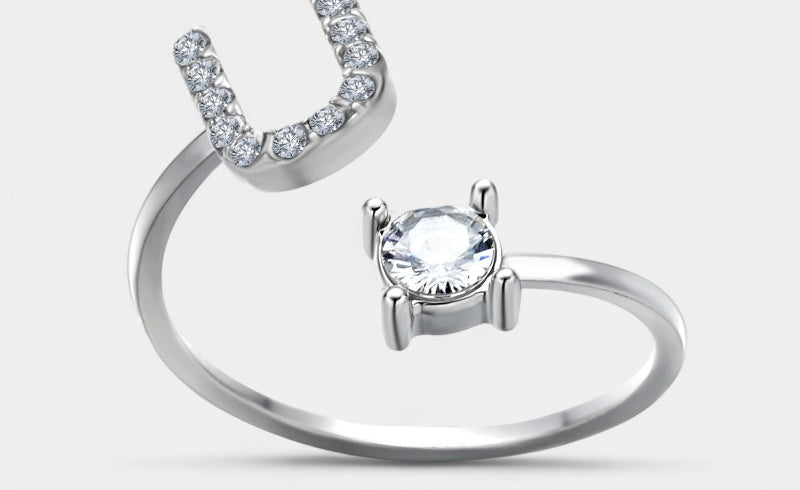 Virelle-Ring-Virelle Ring - Initial letter ring fashion met zirconia