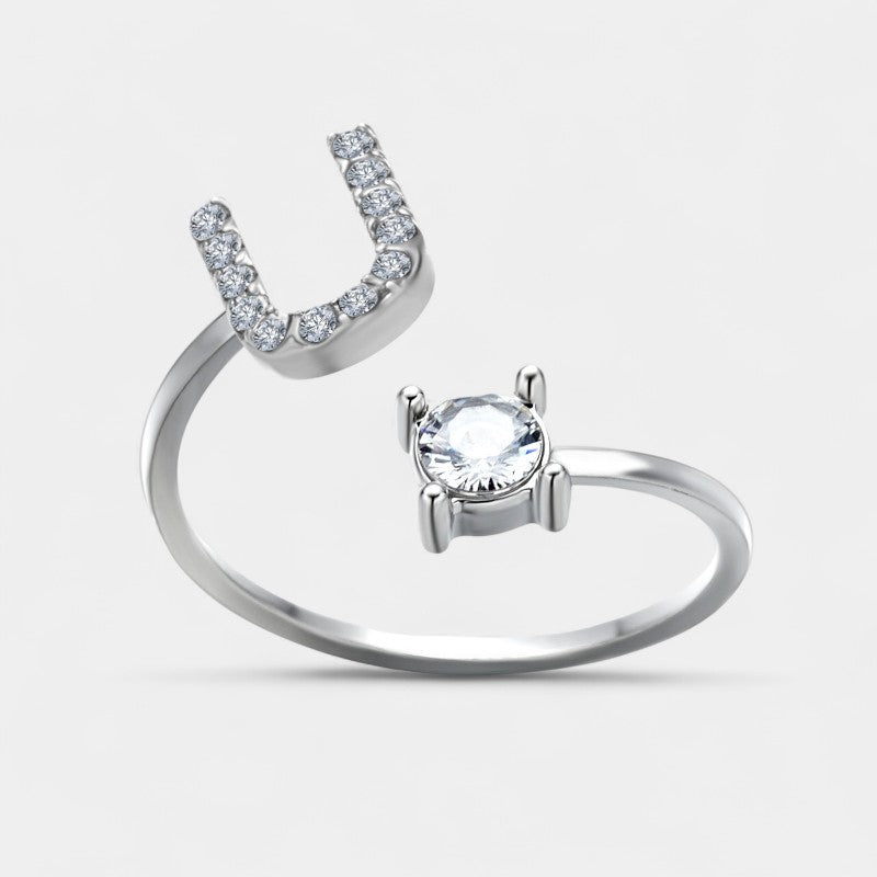 Virelle-Ring-Virelle Ring - Initial letter ring fashion met zirconia