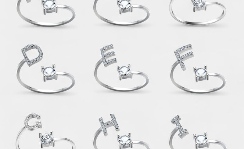 Virelle-Ring-Virelle Ring - Initial letter ring fashion met zirconia