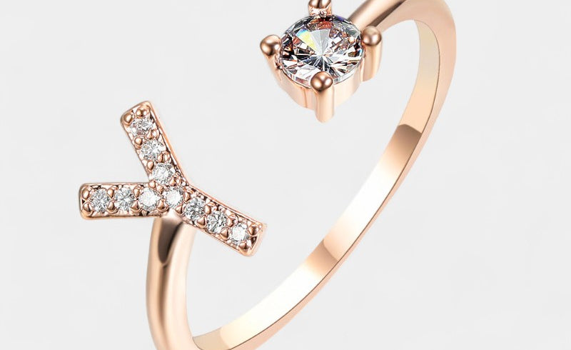 Virelle-Ring-Virelle Ring - Initial letter ring fashion met zirconia