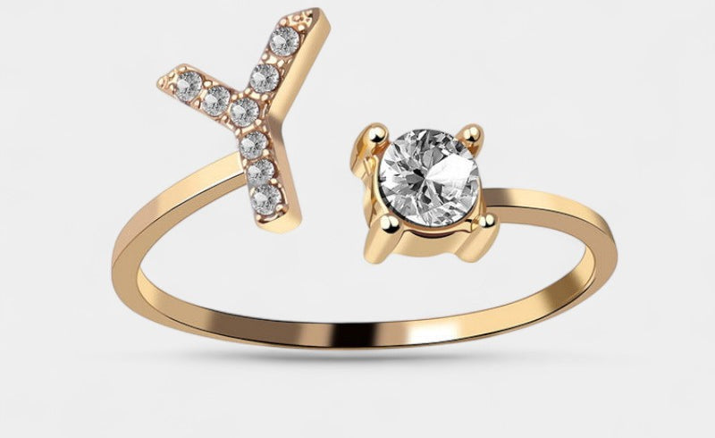 Virelle-Ring-Virelle Ring - Initial letter ring fashion met zirconia