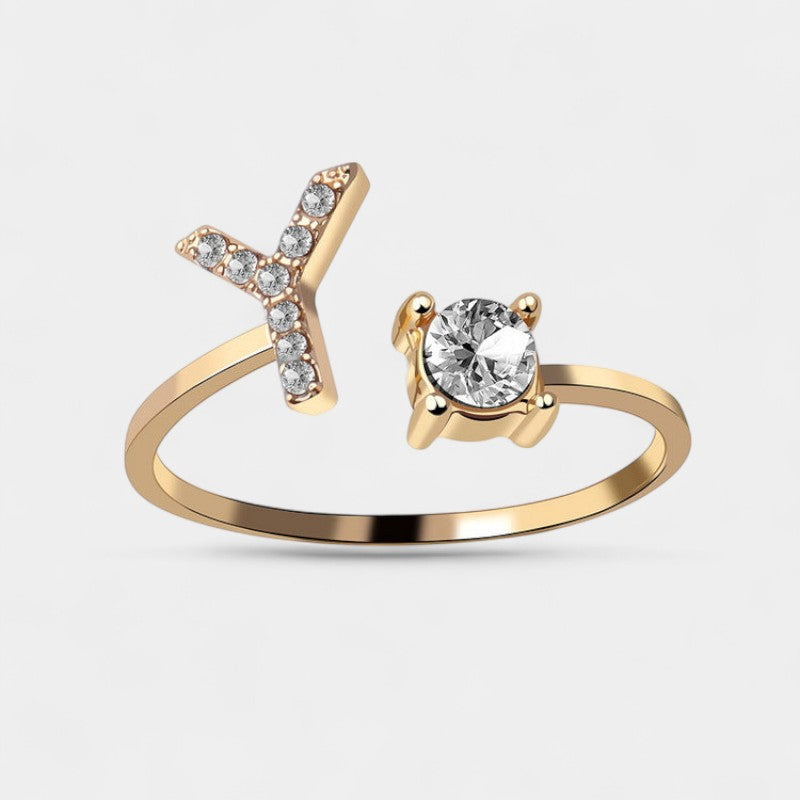 Virelle-Ring-Virelle Ring - Initial letter ring fashion met zirconia