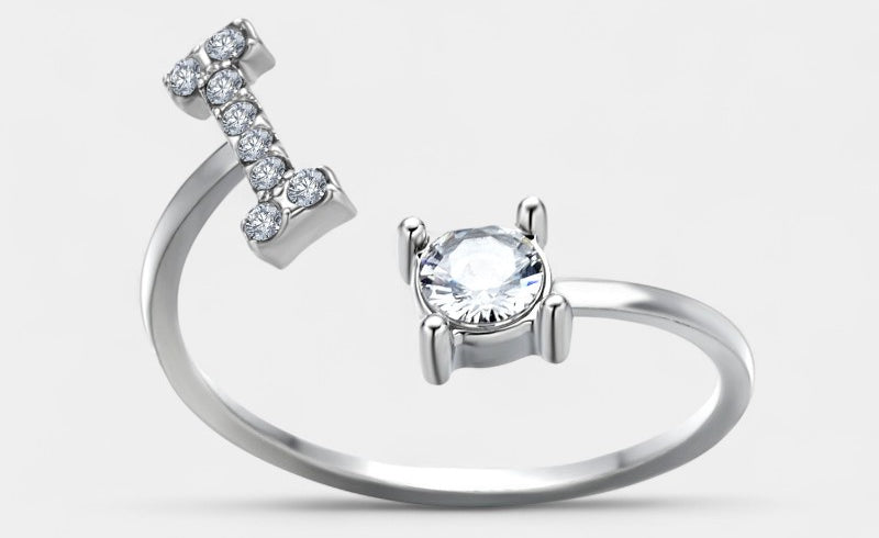Virelle-Ring-Virelle Ring - Initial letter ring fashion met zirconia
