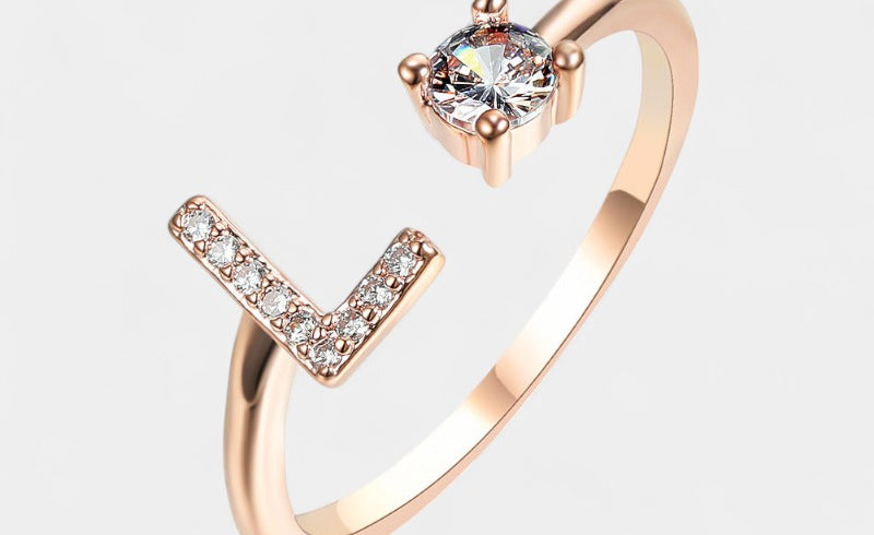 Virelle-Ring-Virelle Ring - Initial letter ring fashion met zirconia