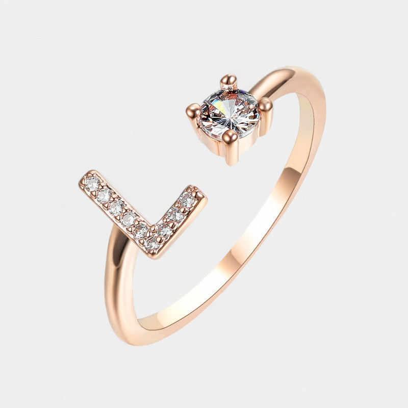 Virelle-Ring-Virelle Ring - Initial letter ring fashion met zirconia