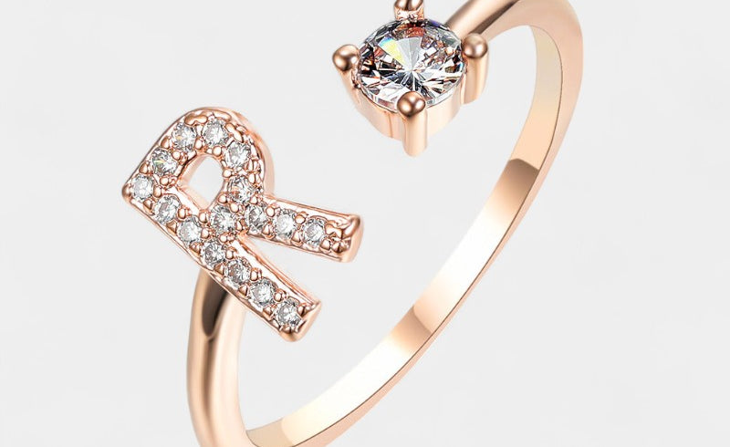 Virelle-Ring-Virelle Ring - Initial letter ring fashion met zirconia